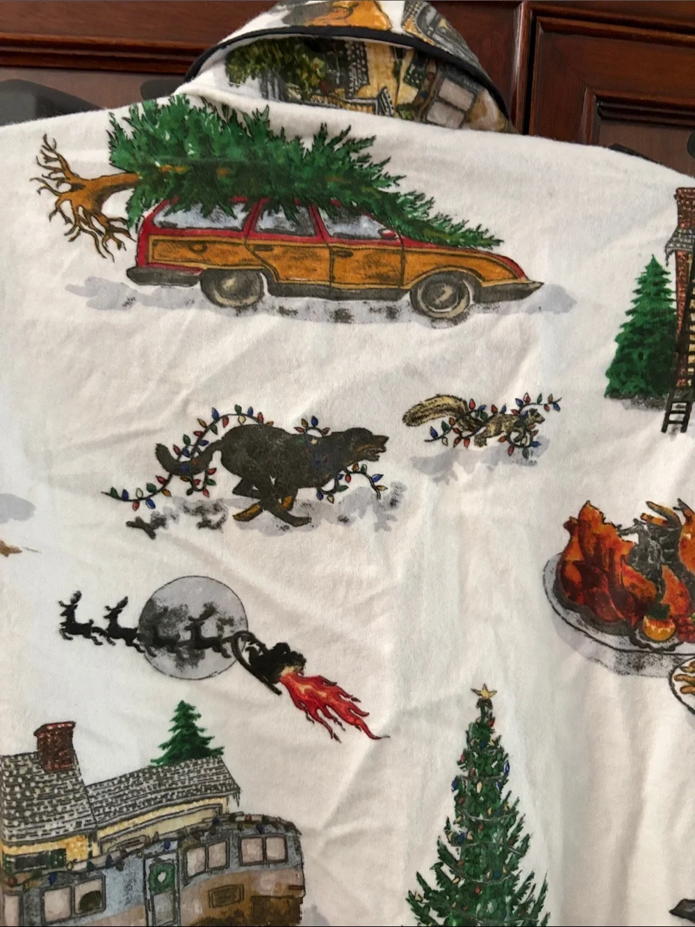 Pottery Barn White Holiday Print Robe National lampoon